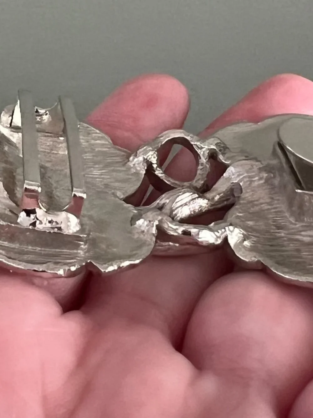 Vintage Silver Tone Floral Belt Buckle | Sculptural Mod 60s 70s Statement Access
